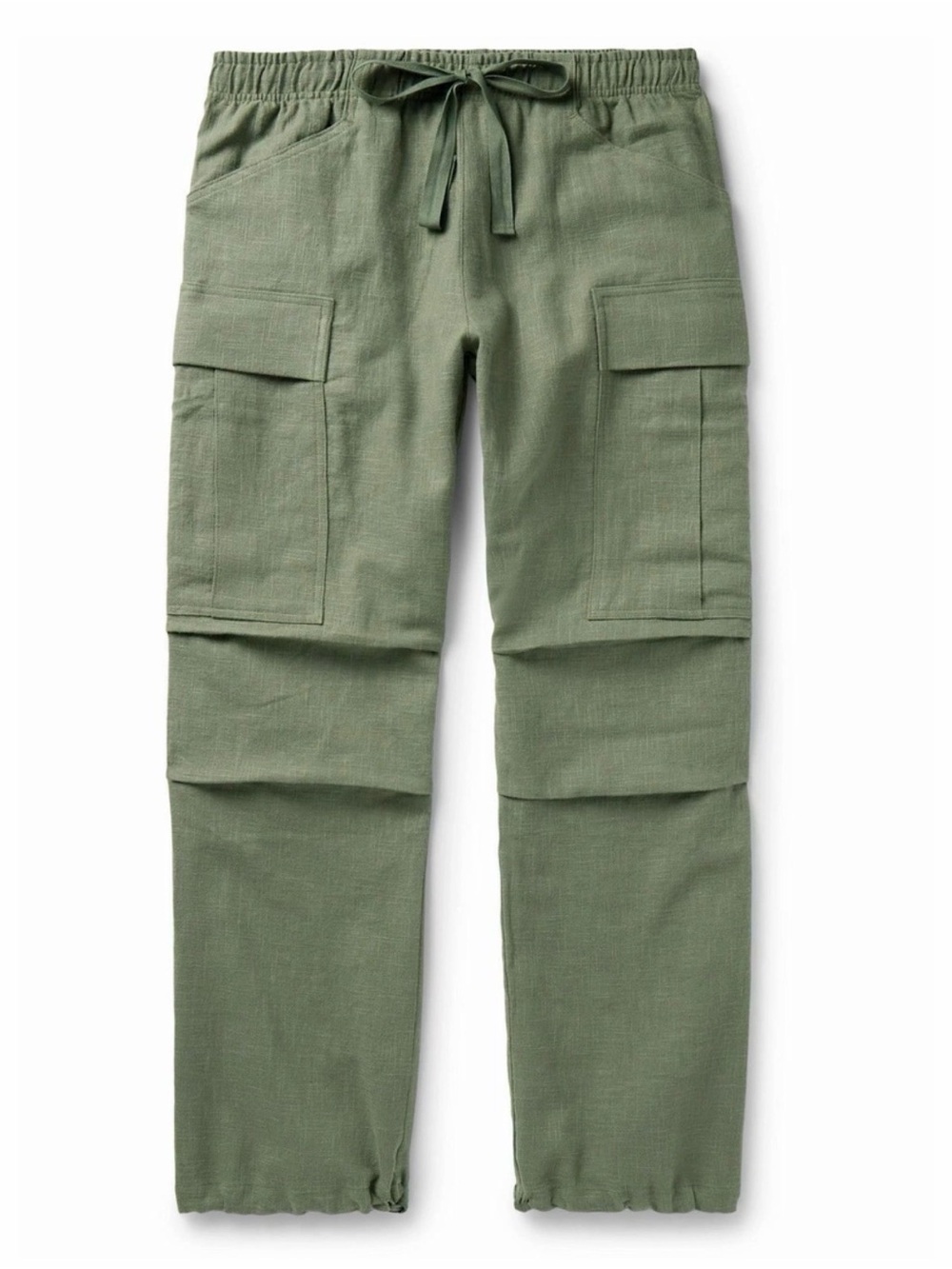 Cherry LA Baja Wide Leg Linen Drawstring Cargo Pants Green